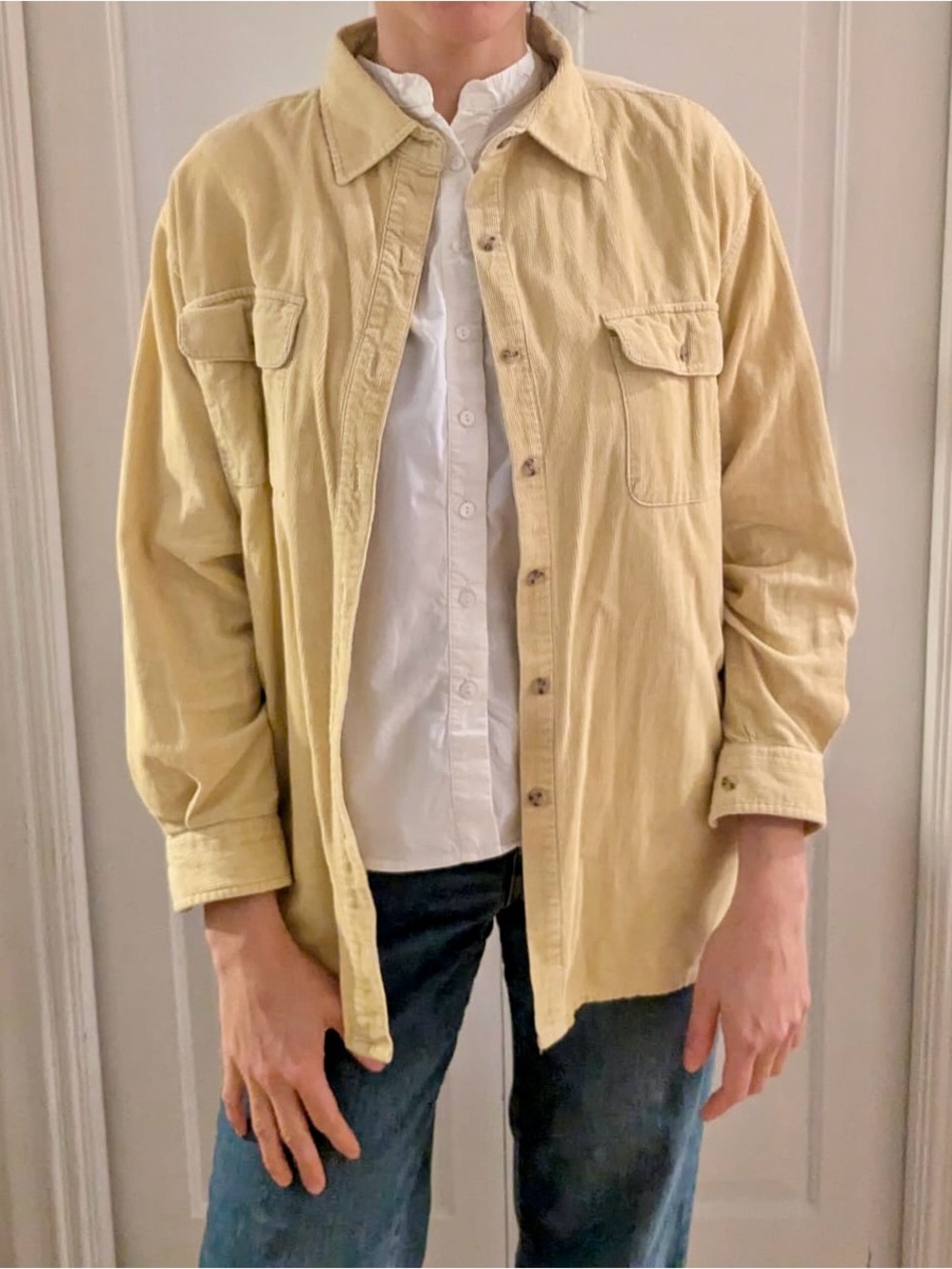 Men's Overshirt Jacket in Light Yellow - Classic Workwear Style
